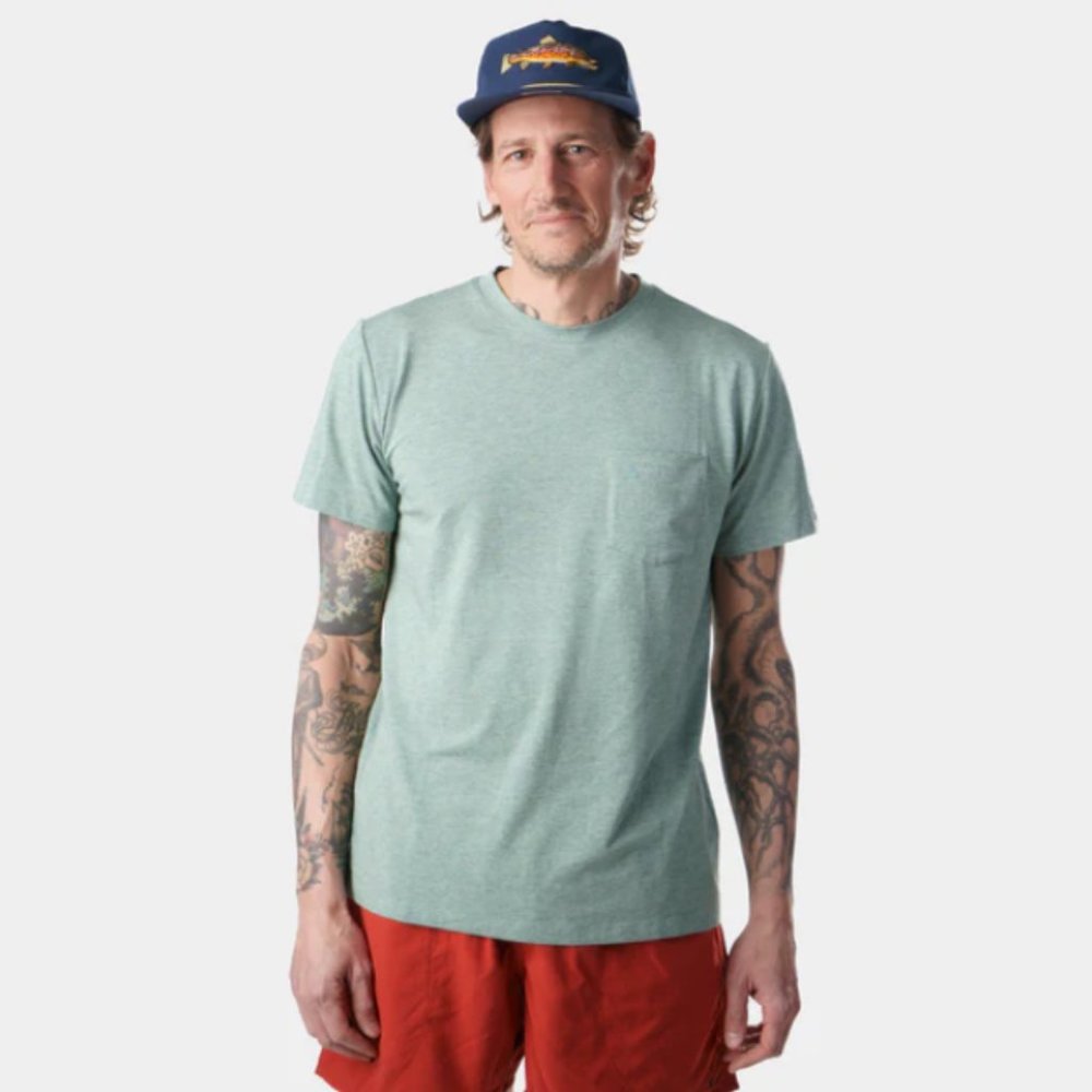 NWT DUCK CAMP Original Bamboo Tee Heathered Sea Drift Large